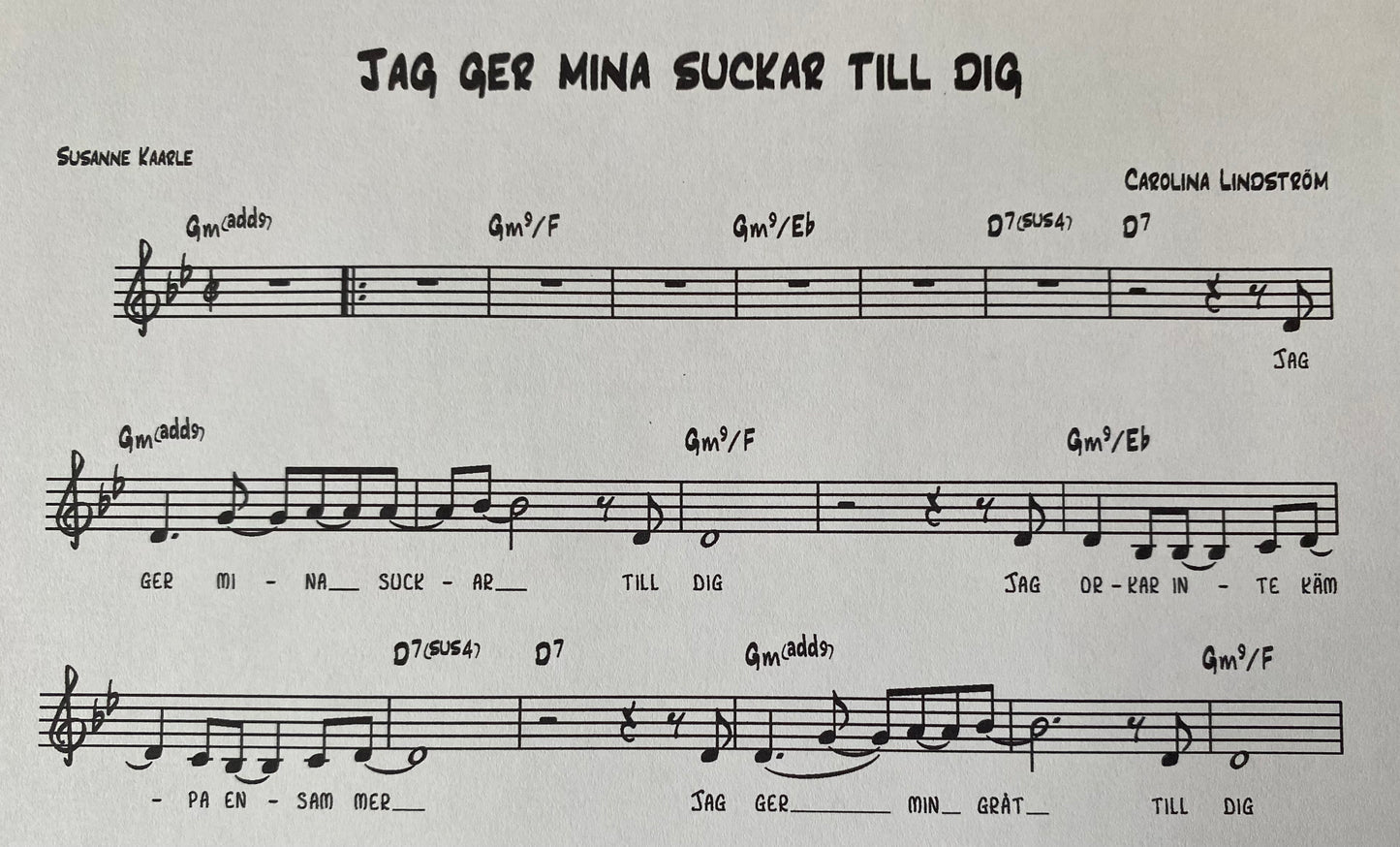 Noter - Jag ger mina suckar till Dig