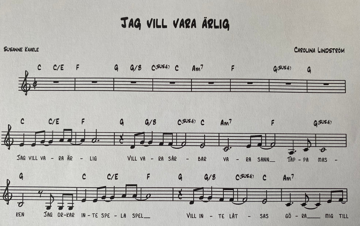 Noter - Jag vill vara ärlig